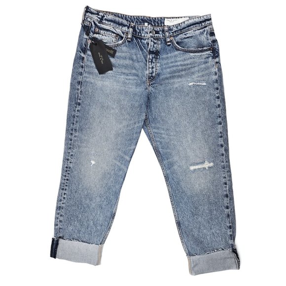 rag & bone Rosa Distressed Roll Cuff Boyfriend Jeans - Picture 2 of 9